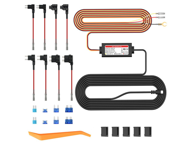 Dash Cam Hardwire Kit with USB-C Port for V5 and R4-RD Dash Camera Models, Converts 12V-30V to 5V/3A, LED Indicator,24Hr Parking Monitoring Kit...