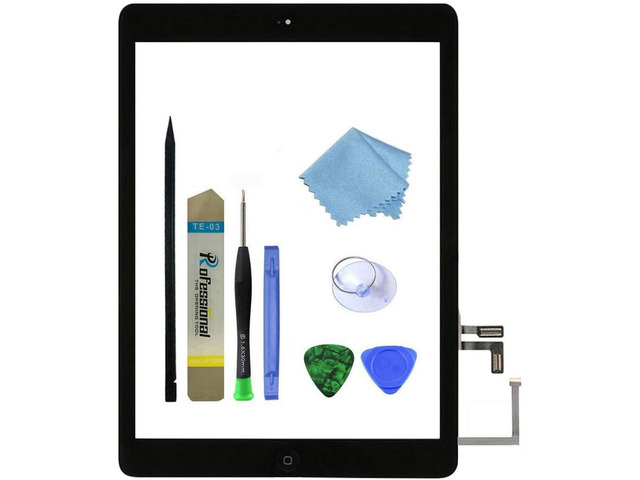 for Black IPad Air 1st Generation Touch Screen Digitizer Glass Replacement Modle A1474 A1475 A1476 with Home Button,Camera Holder,Preinstalled...