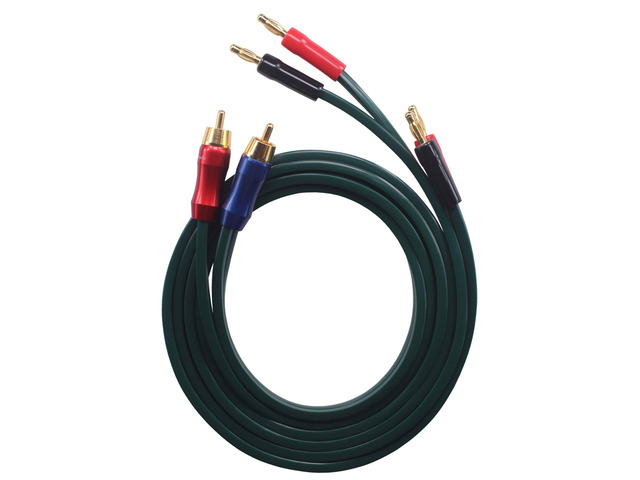 C-JN OFC Speaker Wire Pair with RCA Male (Blue & Red) to 2 Pair Banana4banana Plugs, C-JN (2M(6.5ft))