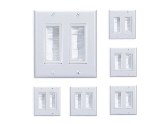 2-Gang Brush Wall Plate 6-Pack, Dual Gang Wall Plate for Cables Pass Through Wall Plate Cover, The brush plate and wall plate for Home Theater,...
