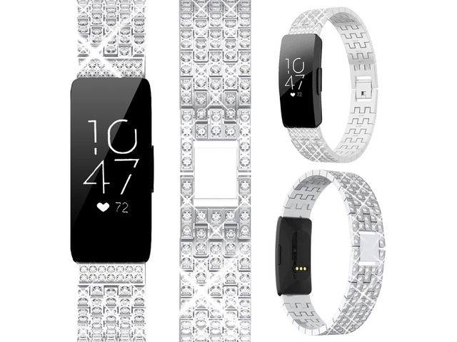 Compatible for Fitbit Inspire Band, Inspire 2 Bling Band, Inspire HR Band with Diamond Crystal Metal Bling Replacement Strap Band for Fitbit...