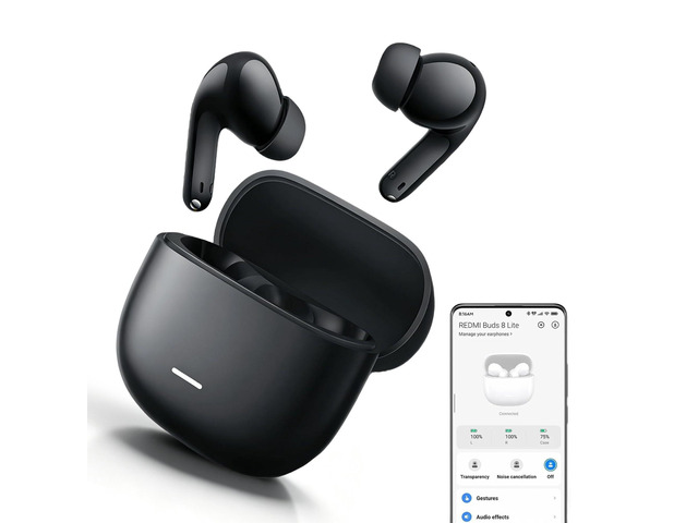 Redmi Buds 8 Lite True Wireless Earbuds, Bluetooth 5.4, 42dB Hybrid ANC, 8H/36H Battery, 12.4mm Driver, IP54, Dual Device, Fast Charging, 4.5g, iOS...