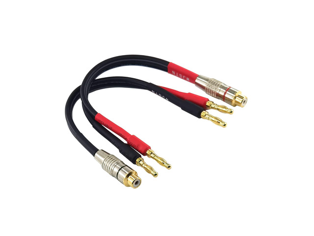 RCA to Flex Pin Banana Plug Adapter 6 inches Flex Pin Banana Plugs to Female RCA Audio Cable 2Pack (4mm Banana Plug to RCA)