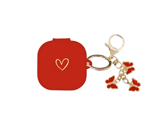 Compatible with Samsung Galaxy Buds 4 Pro and Galaxy Buds 4 (2026), Soft Silicone Case with Gold Heart Pattern with Cute Butterfly Keychain for...