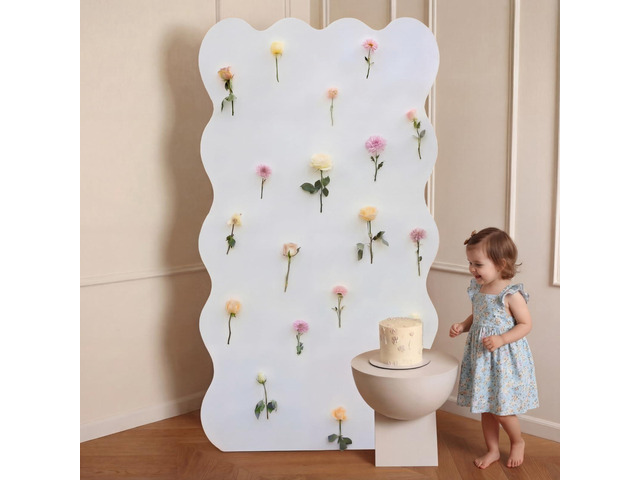 5ft Wildflower Cardboard Cutout Sets Wedding Decoration Scalloped Backdrop Standwith 24 Artificial Flowers DIY Back Drops Set Decor for Bridal Baby...