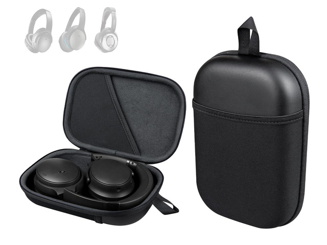 Headphone Carry Case for Bose QC35/QC45/QC Ultra/QC25/QC SE/Quiet Comfort, Hard EVA Replacement Case, Travel Storage Bag with Carabiner - Black