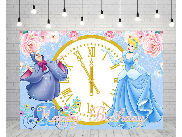 Blue Princess Backdrop for Birthday Party Supplies 5x3ft Cinderella Photo Backgrounds Princess Cinderella Theme Baby Shower Banner for Birthday...
