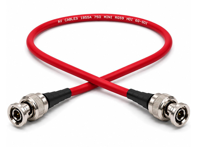 1855A 6G HD-SDI BNC to BNC Cable Using Belden Mini RG59 75 Ohm Broadcast Video Coax 1080p, 3G, 6G SDI - (Red 150ft)