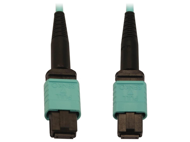 Multimode Fiber Patch Cable, 50/125 OM3 MTP/MPO (F/F), 12 Fiber, 40/100/400GbE, Aqua LSZH Jacket, 10 Meters / 32.8 Feet, Limited Manufacturer's...