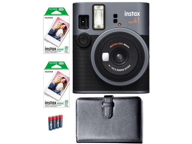 Instax Mini 41 Instant Film Camera Bundle, Includes: Mini Color Film (40 Exposures), AA Batteries (4-Pack) and 108 Pocket Mini Instax Photo Album...
