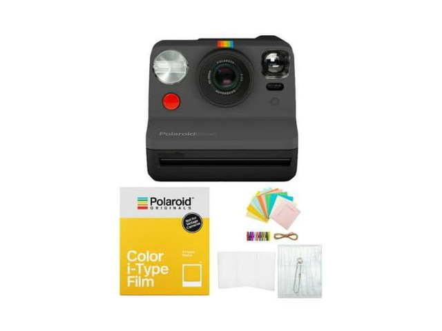 Originals Now Viewfinder i-Type Instant Camera (Black) Bundle Storage Box, Color Film for Cameras 8 Exposures, (3 items)