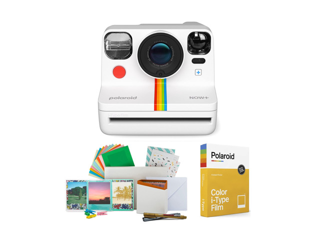 Now 2nd Generation I-Type Instant Film Camera (White) Color 8 Exposures, Magnetic Hanging Photo Frames, (3 items)