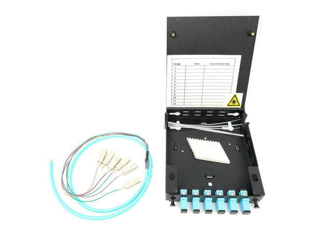 6 Port Wall Mount Fiber Enclosure with Splicing Module Multimode OM3 Simplex SC-UPC Kit (Includes a 1 Meter 6 Strand SC-UPC OM3 Pigtail and 6 Port...