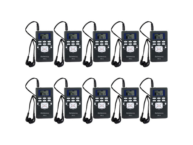 PR13 Portable FM Receiver, Mini FM Radio(Pack of 10) for Church, Teaching, Meeting, Correctional Center, Supports Radio Station Storage, Lock...