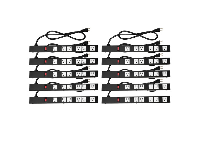 10-Pack OT16063 Heavy Duty Metal Surge Protector Power Strip with Mounting Parts 6 White Outlets 3 Feet Power Cord