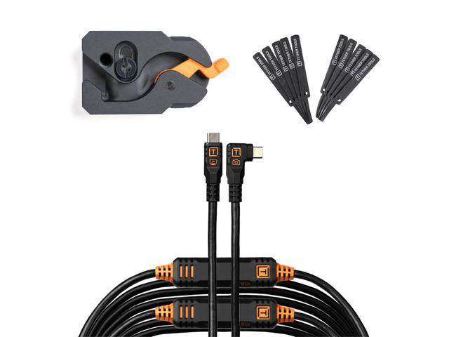 TetherGuard LeverLock Plate Camera Port Protection, Tripod Plate for Cable Management &TetherPro Optima 10G High-Speed 31 ft Straight to Right...