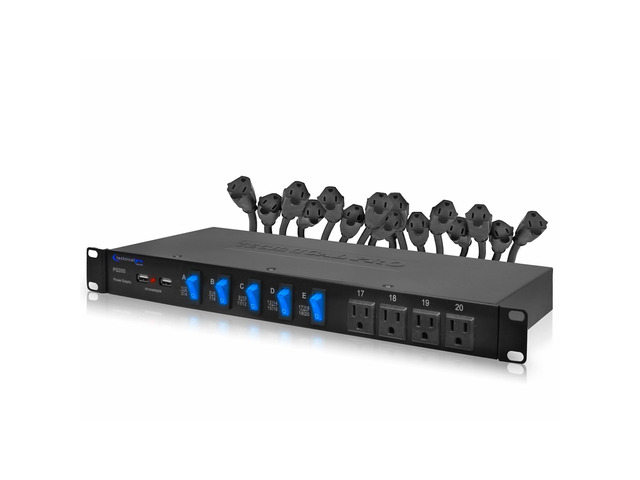 Power Strip Surge Protector, 19-Inch Rack Mount, 20 Outlets 16 Rear 120V 3-Prong Sockets, 4 Front AC Outlets, 3 USB Ports, 5V Charging, Ideal for...