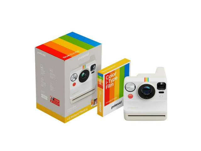 Now Generation 3 Analog Instant Camera Bundle (White) Two-Lens Autofocus System, Color Film 8 Photos