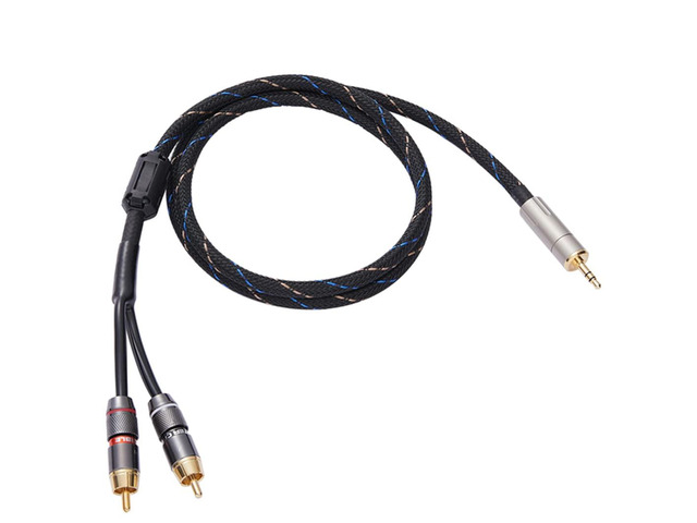 Audiophile 3.5mm Male to 2 Male RCA Audio Cable, Hi-Fi Sound Nylon-Braided RCA to Aux Compatible with Echo Dot, Stereo Receiver, Speaker & HDTV ect...