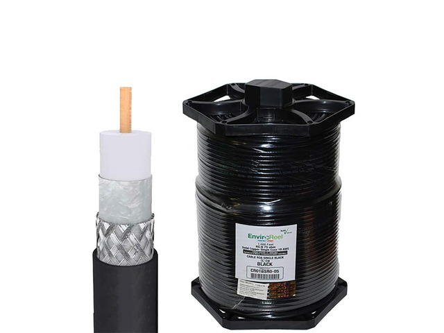 RG6 Coax, Single RG6 Solid Copper, Black 1000FT EnviroReel