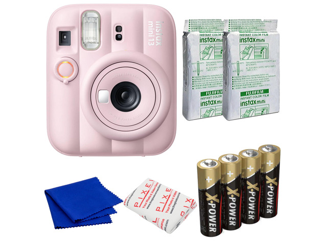 Instax Mini13 Instant Film Camera (Candy Pink) Bundle with 2 x Instax Mini Foil Pack, Ansmann AA 4-Pack Battery, & Additional Accessories