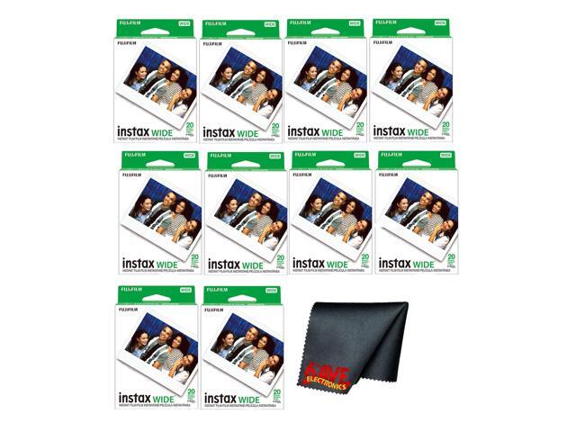 INSTAX Wide Film 200 Exposures Bundle For Instant Photos, Scrapbooks & Sharing Includes Cleaning Cloth