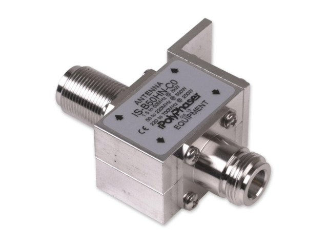 IS-B50HN-C0 Bulkhead Lightning Arrestor for 1.5-700 MHz with N-Female Surge Side and N-Female Protected Side, 50K Amp Surge Rating