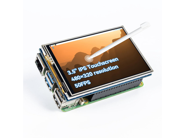 3.5 Inch 480x320 Touch Screen IPS LCD SPI Display Monitor with Stylus for Raspberry Pi 5/4B/Pironman 5/Max, 50 FPS, 65K Colors, 40pin, Trixie,...