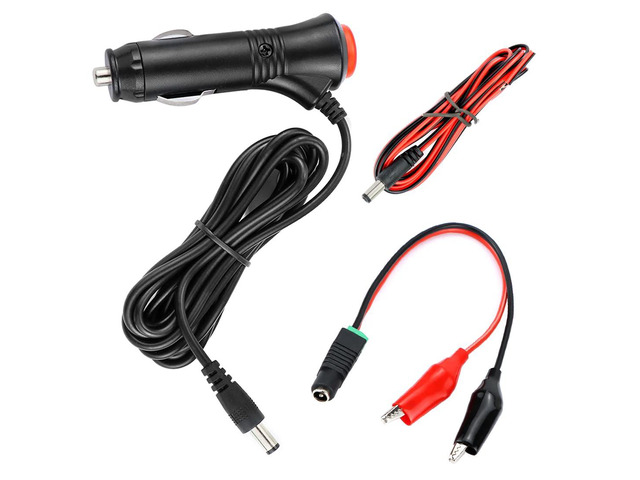 12V Car Cig. Lighter Charger Cord with Test Cable, DC Plug Adapter and Power Extension Cable for Backup Camera, Monitor, DVR, DVD, Bluetooth...