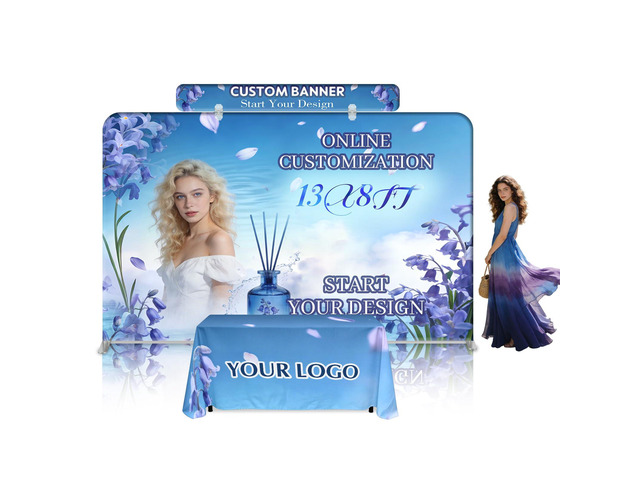Custom Tension Fabric Banner Trade Show Booth Backdrop Graphic Only Step and Repeat HD Printed Portable Banner for Trade Show Events Exhibition...