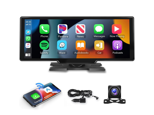 10.26' Wireless CarPlay Car Stereo with 1080P Backup Camera, Portable Car Radio with Wireless Android Auto, IPS Touchscreen, Voice Control,...