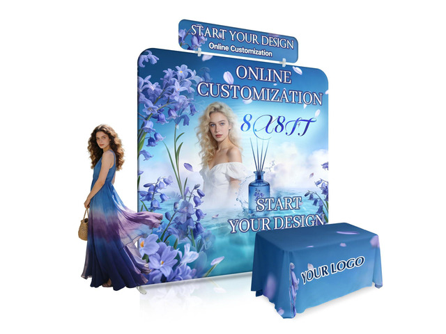 Custom Tension Fabric Banner Trade Show Booth Backdrop Graphic Only Step and Repeat HD Printed Portable Banner for Trade Show Events Exhibition...