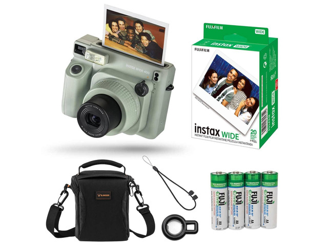 Instax Wide 400 Instant Film Camera Bundle with 20-Pack Instax Wide Instant Color Film + Slinger Alpine 140 Multi-Device Shoulder Bag