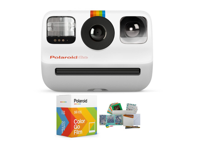 Originals Go Instant Camera (White) Bundle PhotoBox Kit, Film Double Packs, (3 items)