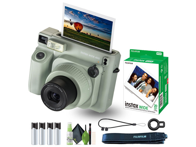 INSTAX Wide 400 Instant Camera 20-Sheet Essentials Bundle For Parties, Events & Instant Photos Includes Cleaning Kit