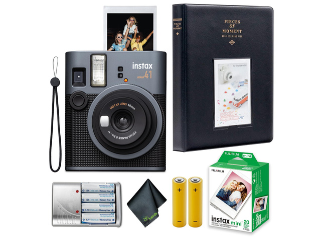 INSTAX Mini 41 Instant Camera 20-Sheet Power Bundle For Parties, Events & Instant Photos Includes Battery Charger, Photo Album, 4 Rechargeable...