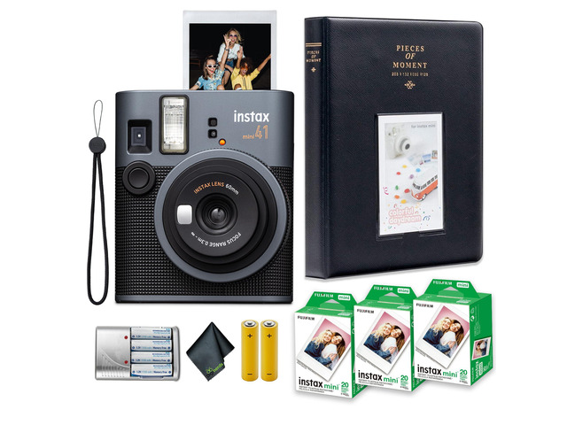 INSTAX Mini 41 Instant Camera 60-Sheet Bundle For Parties, Events & Instant Photos Includes Battery Charger, Photo Album, 4 Rechargeable AA...
