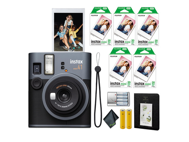 INSTAX Mini 41 Instant Camera 100-Sheet Bundle For Parties, Events & Instant Photos Includes Battery Charger, Photo Album, 4 Rechargeable AA...