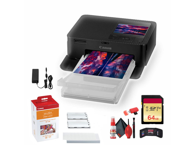 SELPHY CP1500 Compact Photo Printer (5539C001) (Black) Bundle Wi-Fi Photo Printing, Compact Portable Design