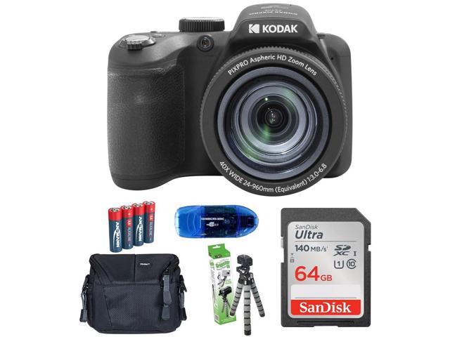 PIXPRO AZ405 Digital Camera Bundle, Includes: SanDisk 64GB SDXC Memory Card, Small Camera Bag, SD Card Reader and More (6 Items) (Black)