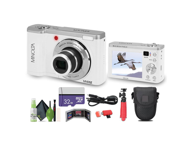 MNB5Z 56MP Dual Lens Point & Shoot Digital Camera with 5X Optical Zoom & 5K Ultra HD Video Bundle with 32GB Memory Card + Vlogger Tripod + Bag +...