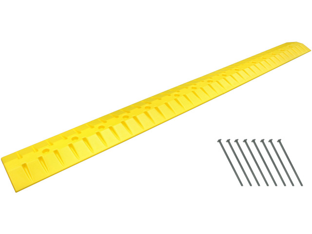 9 Foot Speed Bump HDPE Polyethylene Traffic Hump Vehicle Cable Ramp Cord Cover Hose Protector Includes Asphalt Mounting Hardware Safety Yellow,...