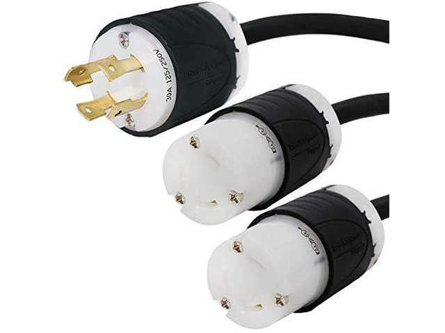 NEMA L14-30P to 2X L6-30R Y Splitter Cord - 10 Foot, 30A, 125/250V, 10/3 AWG - # IBX-2151-10