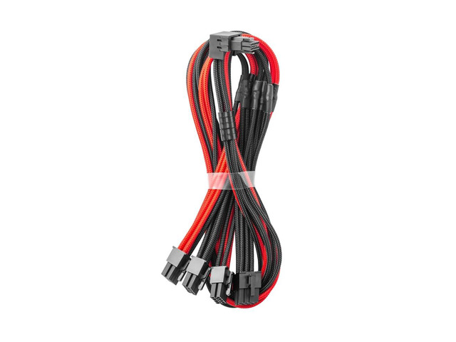 E-Series Pro ModMesh Sleeved 12V-2x6 12VHPWR 90° StealthSense PCIe Cable for EVGA G/G+ / P/P+ / T - Variant B (Black + Red, 16-pin to Quad 8-pin,...