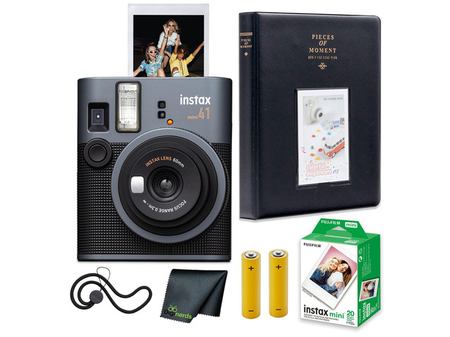 INSTAX Mini 41 Instant Camera 20-Sheet Photo Album Bundle For Parties, Events & Instant Photos Includes Cleaning Cloth