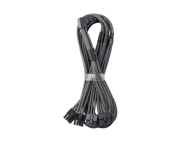 E-Series Pro ModMesh Sleeved 12V-2x6 12VHPWR 90° StealthSense PCIe Cable for EVGA G/G+ / P/P+ / T - Variant A (Carbon, 16-pin to Quad 8-pin, 60cm)