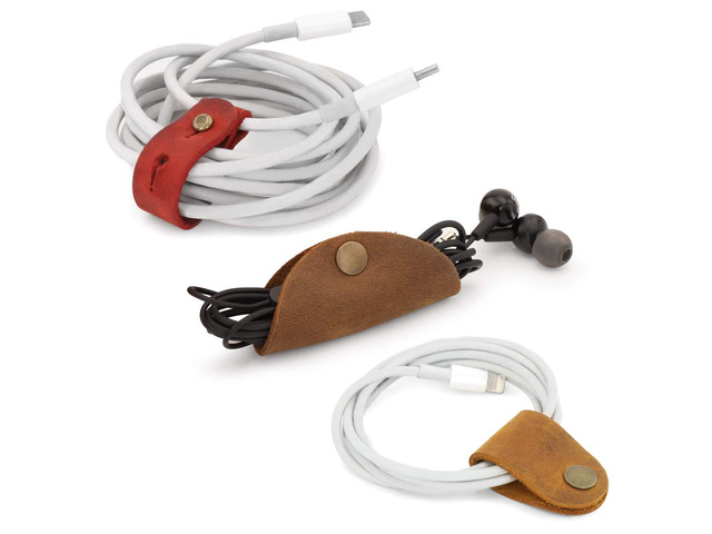 Londo Genuine Leather Headphone Earphone and General Cable Organizer Strap Set