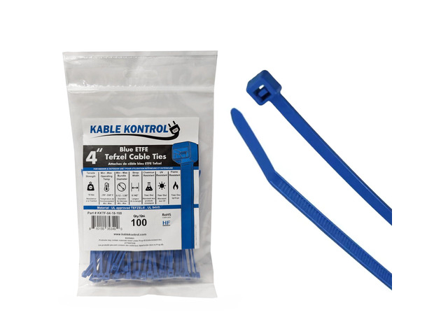 Tefzel Cable Ties ETFE, 4 Inch 100 Pcs, 18 Lbs Test, Blue High Temp Zip Ties UV, Chemical Resistant, Non-Corrosive, Ideal for Hot, Cold, and...