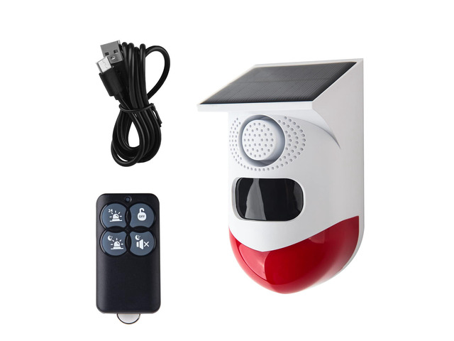 Smart Solar Strobe Light, 2.4G WiFi Solar Alarm Light Motion Detector 120dB Sound Security Siren Waterproof, Protected Your Home, Farm, Barn,...