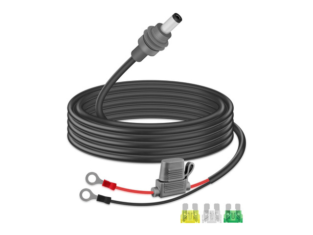 Mini DC5521 to O Ring Extension Cable, 18AWG DC 5.5x2.1MM to 8MM Eyelet Direct Battery Power Cable with 30A Fuse for Car, RV, or Marine, 10FT (with...